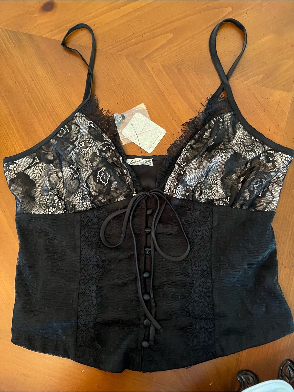 NWT NEW!! Free People Black Lace Camisole with Intimately Tag - Picture 5 of 9
